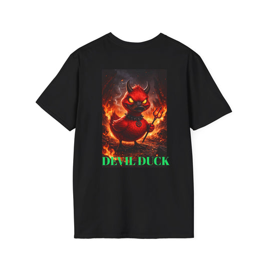 Devil Duck T-Shirt — Fiery Cartoon Devil Duck Graphic Tee