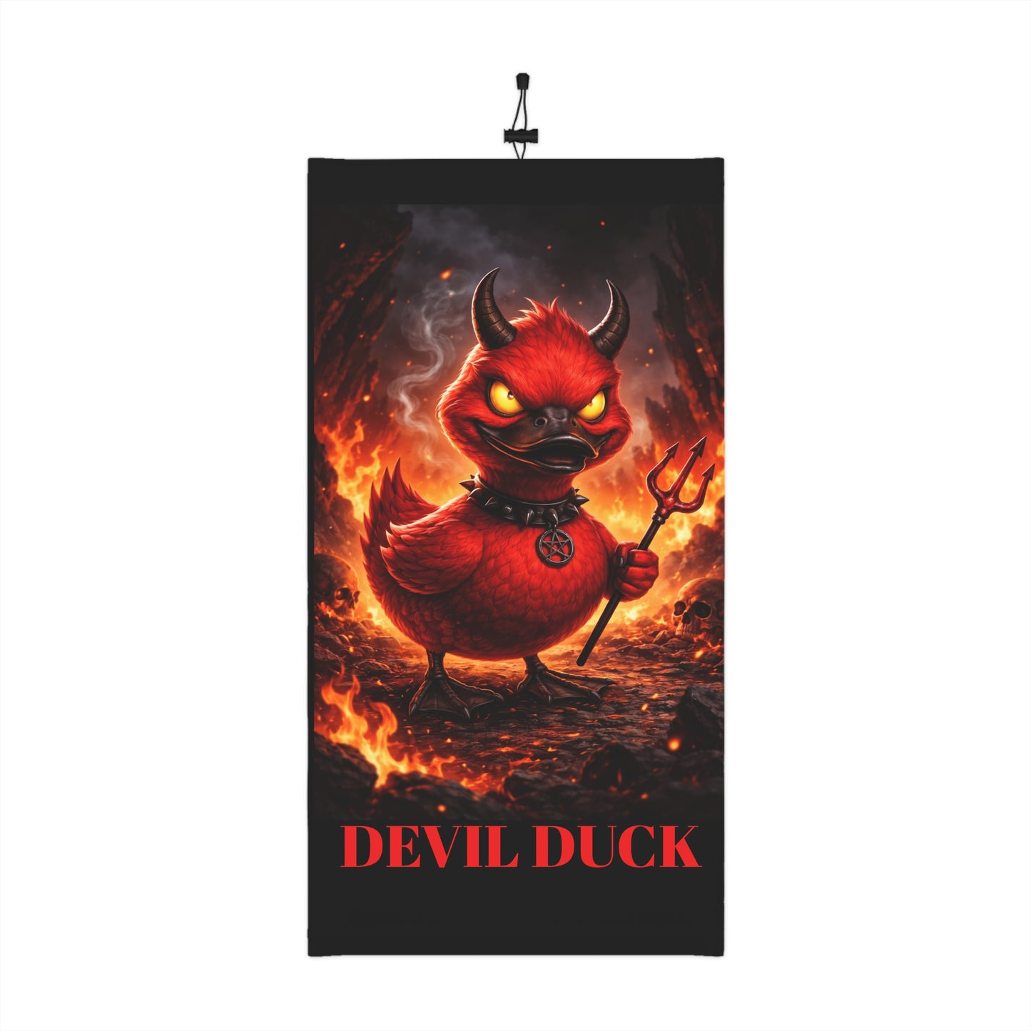 Devil Duck Winter Neck Gaiter — Fiery Cartoon Face Mask with Drawstring