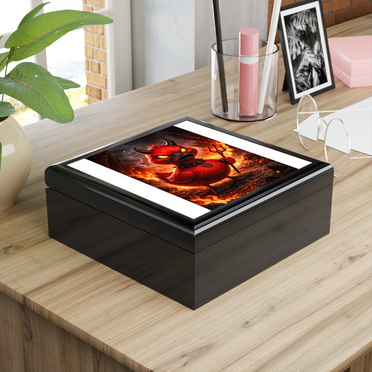 Devil Duck Jewelry Box — Gothic Flaming Rubber Duck Trinket Box