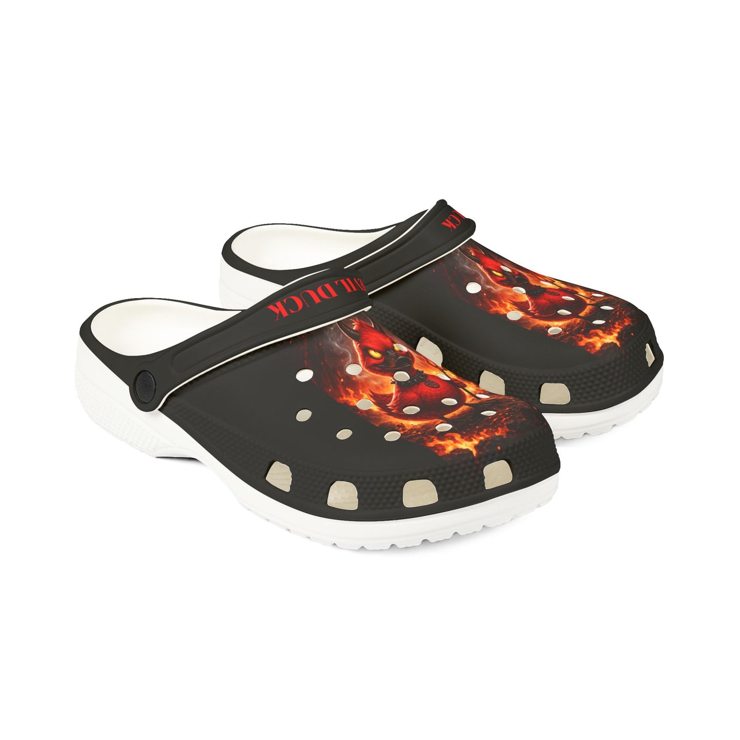Devil Duck EVA Foam Rubber Shoes — All-Over Print Slip-Ons