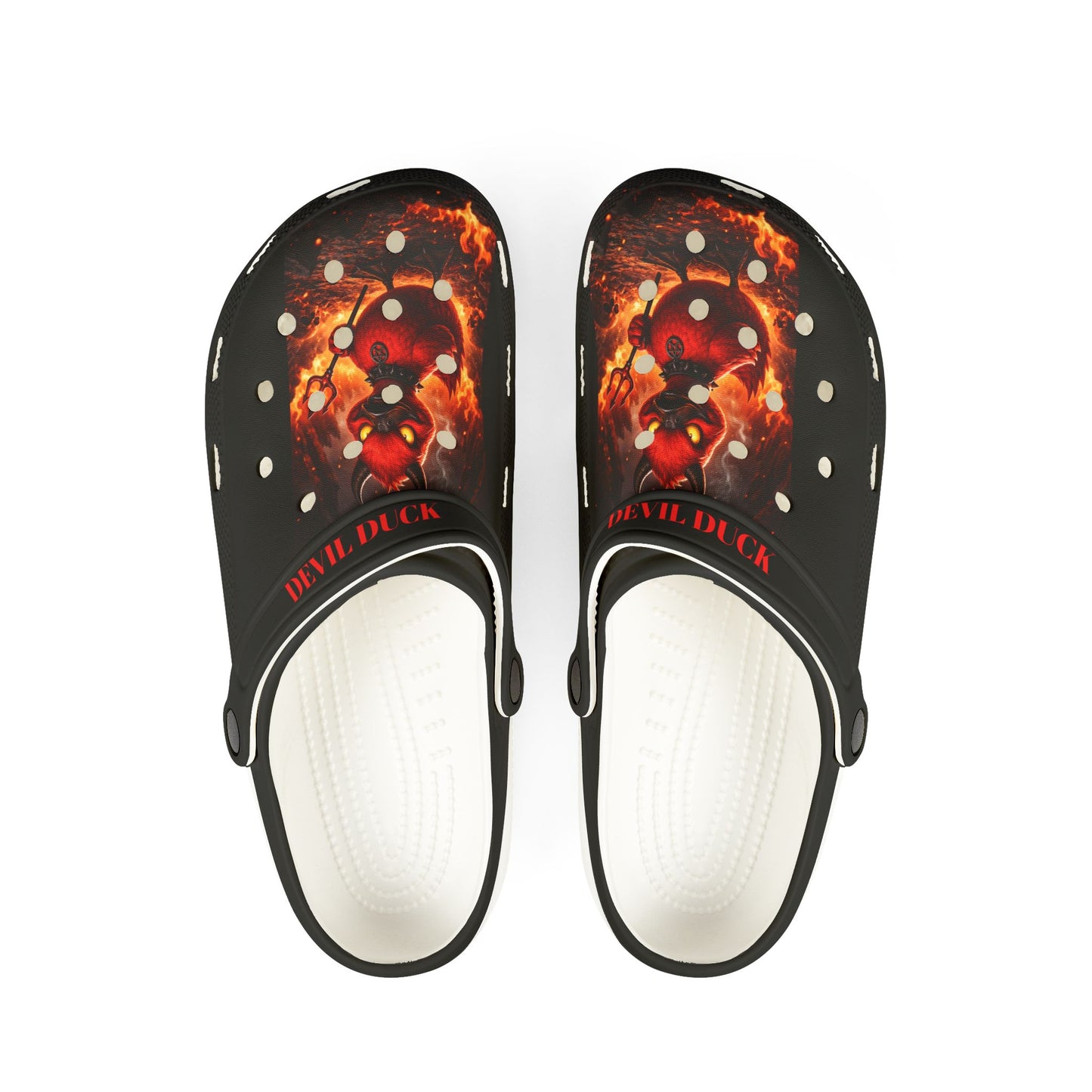 Devil Duck EVA Foam Rubber Shoes — All-Over Print Slip-Ons