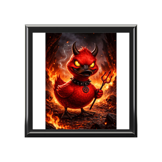 Devil Duck Jewelry Box — Gothic Flaming Rubber Duck Trinket Box