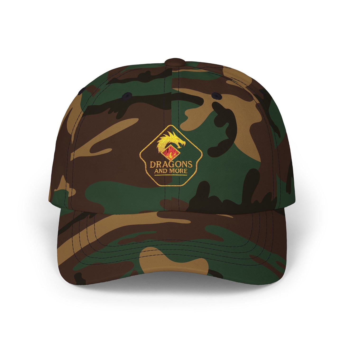 Camo Dad Cap — Dragons and Smoke Embroidered Baseball Hat