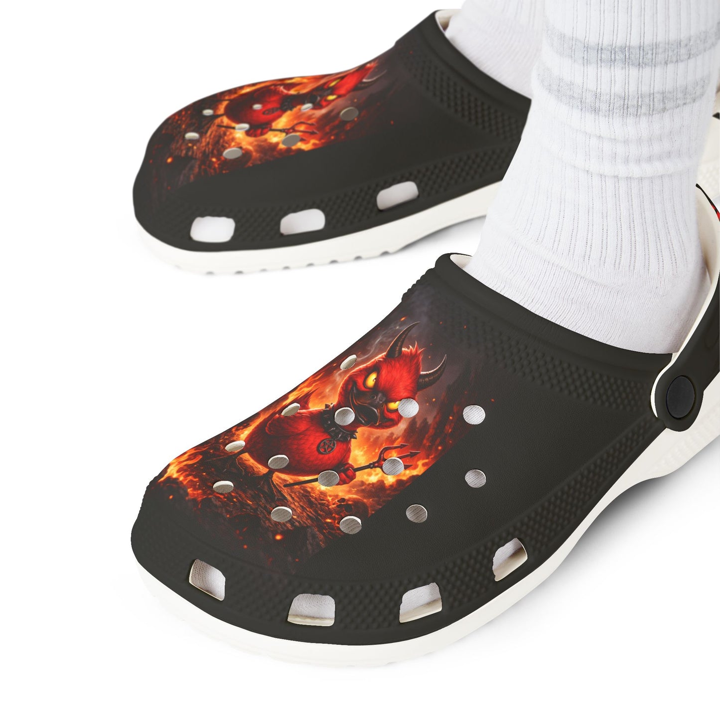 Devil Duck EVA Foam Rubber Shoes — All-Over Print Slip-Ons