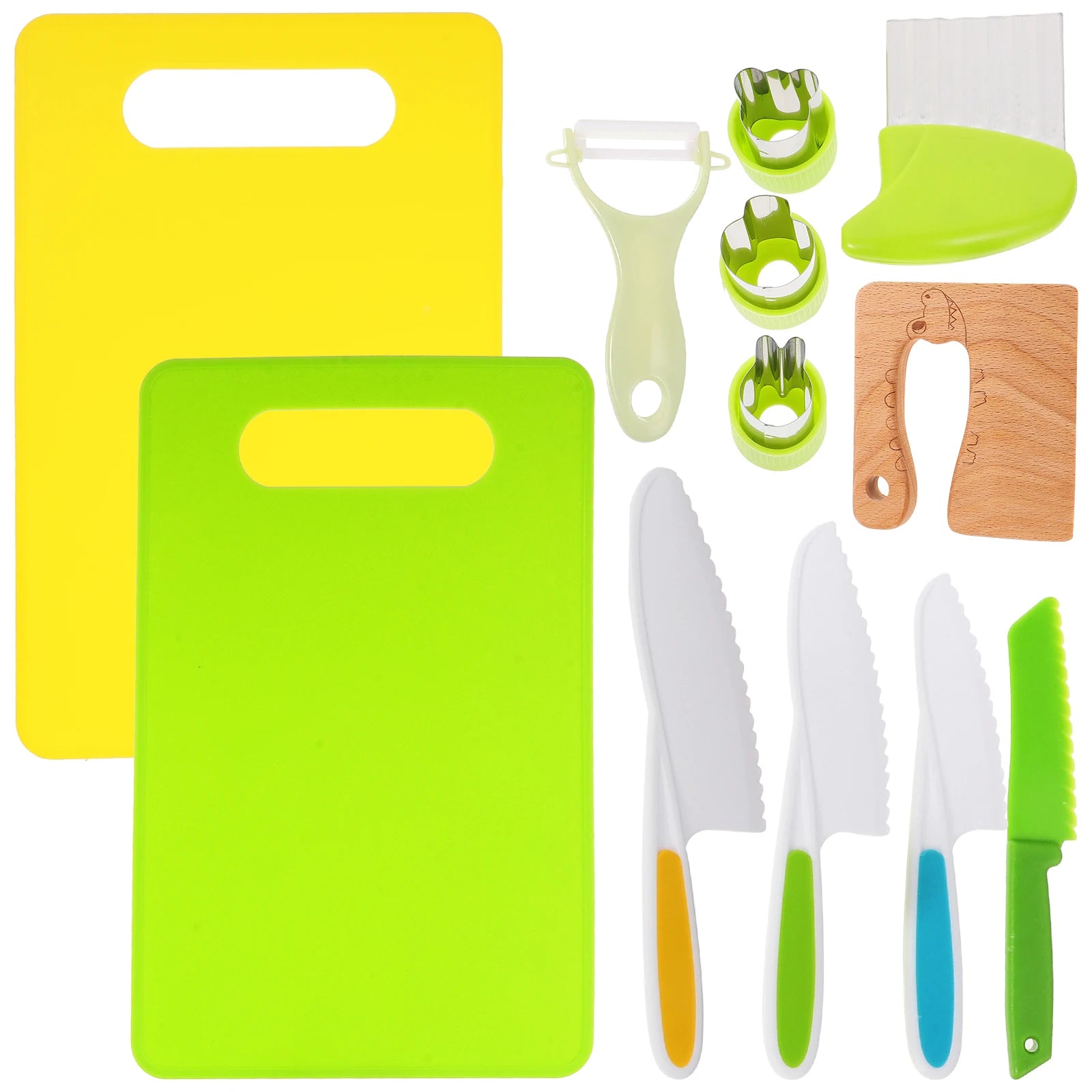 12 Pieces Kids Cooking Toys Set Safe Wooden Knife Colorful Accessories Pretend Play Kitchen Tools Children Intelligence