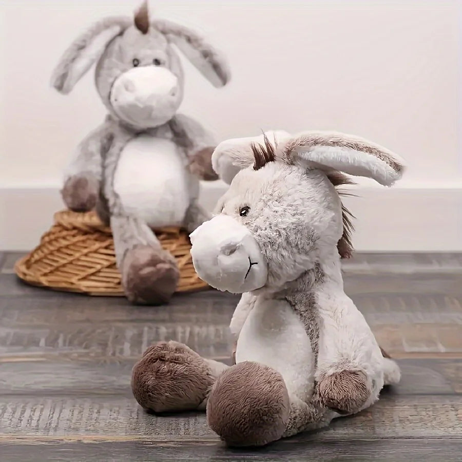 1 durable plush donkey dog toy, suitable for small and medium-sized dog breeds, interactive chew toy made of soft polyester fibe