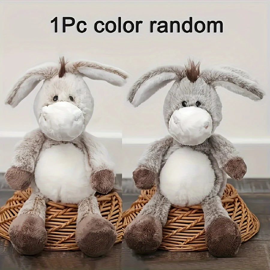 1 durable plush donkey dog toy, suitable for small and medium-sized dog breeds, interactive chew toy made of soft polyester fibe