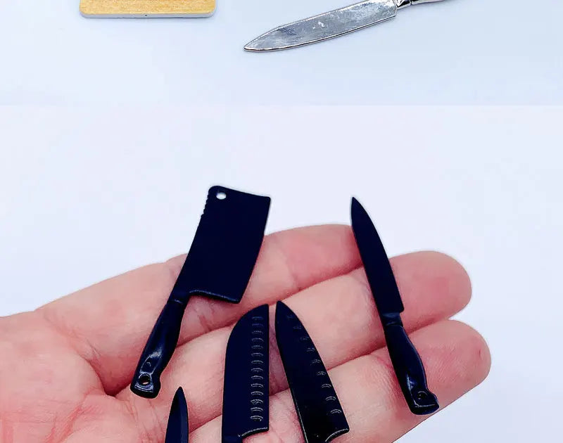 1 Set 1/6 Scale Miniature Knives Dollhouse Kitchen Decoratio Toys Mini Knife Rest Set Model Props For Bjd Ob11 Dolls Accessories