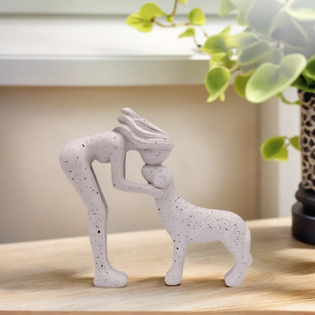 1 Girl and Dog Friendship, Resin Crafts Collection, Girl and Dog Statue, Remember Their Friendship, Dog Commemorative Gift, Beautiful Home Decoration Gift, Those Sharing Gift, Room Decoration, Girl Carrying Dog as Loyalty Pet