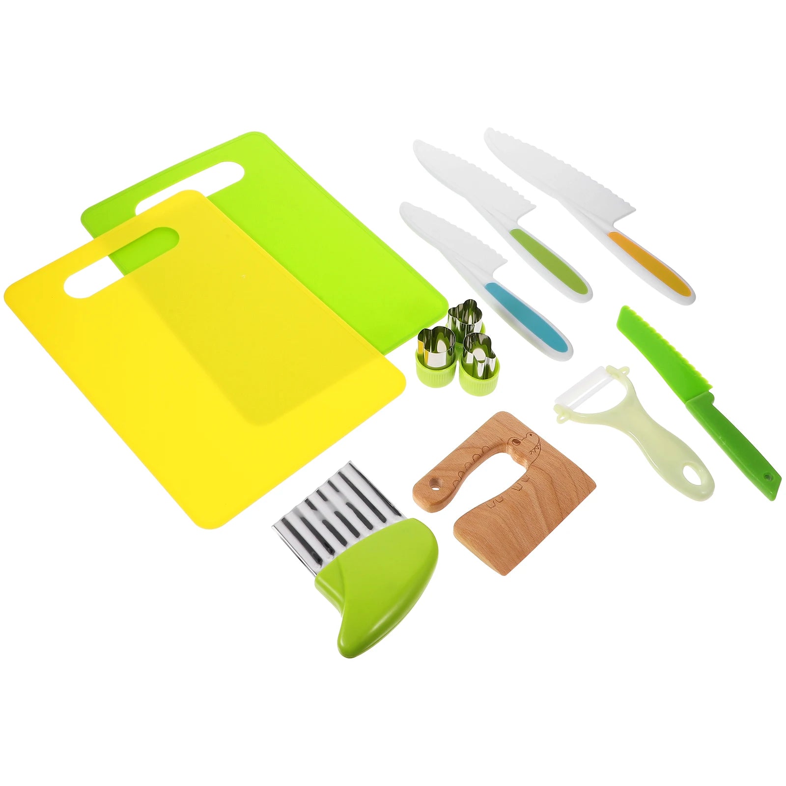 12 Pieces Kids Cooking Toys Set Safe Wooden Knife Colorful Accessories Pretend Play Kitchen Tools Children Intelligence