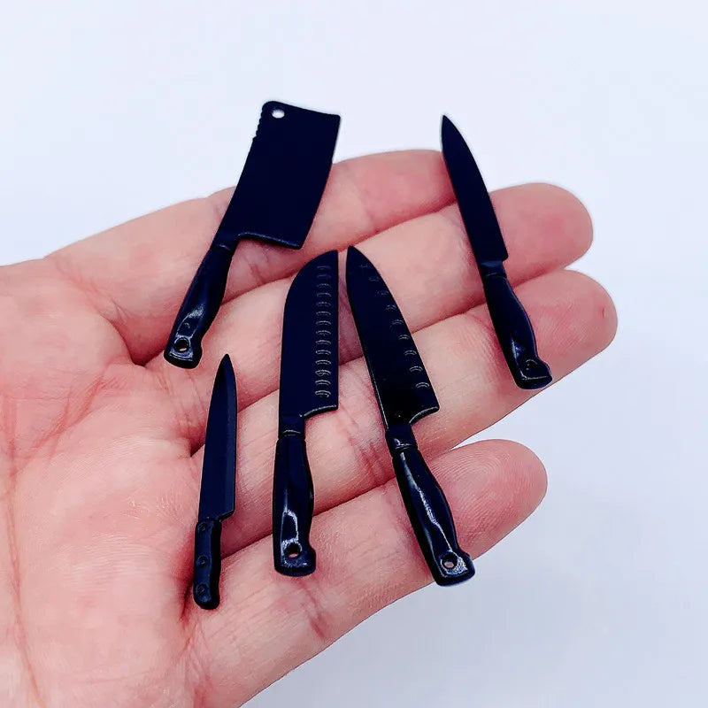 1 Set 1/6 Scale Miniature Knives Dollhouse Kitchen Decoratio Toys Mini Knife Rest Set Model Props For Bjd Ob11 Dolls Accessories
