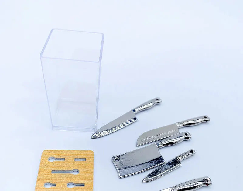 1 Set 1/6 Scale Miniature Knives Dollhouse Kitchen Decoratio Toys Mini Knife Rest Set Model Props For Bjd Ob11 Dolls Accessories