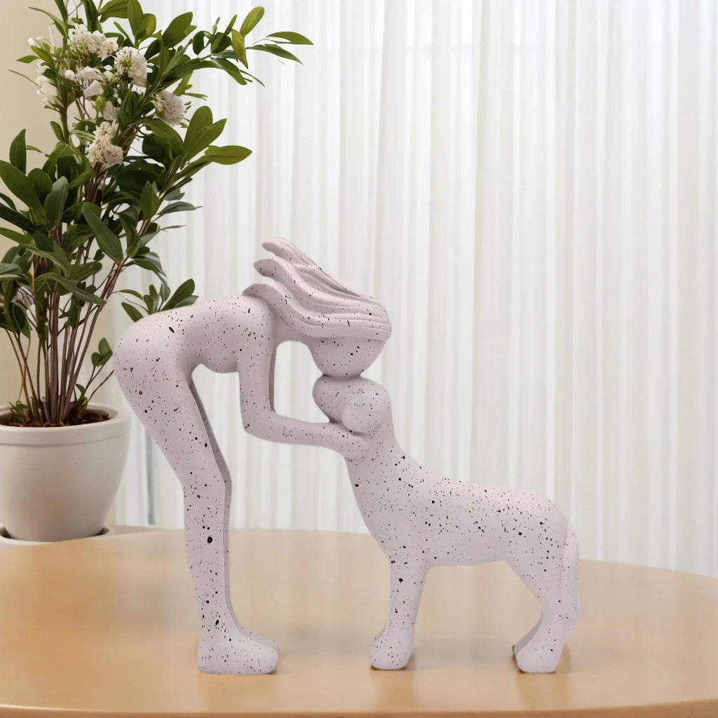 1 Girl and Dog Friendship, Resin Crafts Collection, Girl and Dog Statue, Remember Their Friendship, Dog Commemorative Gift, Beautiful Home Decoration Gift, Those Sharing Gift, Room Decoration, Girl Carrying Dog as Loyalty Pet