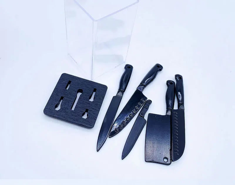 1 Set 1/6 Scale Miniature Knives Dollhouse Kitchen Decoratio Toys Mini Knife Rest Set Model Props For Bjd Ob11 Dolls Accessories