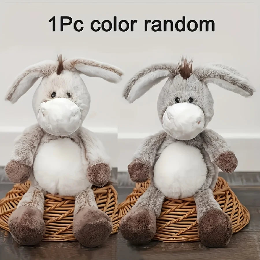 1 durable plush donkey dog toy, suitable for small and medium-sized dog breeds, interactive chew toy made of soft polyester fibe