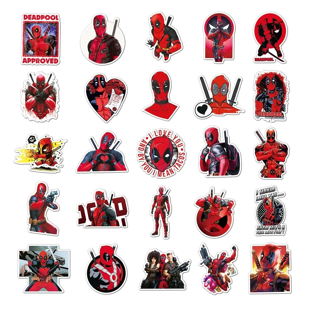 10/30/50PCS The Avengers Deadpool Stickers Anime Decals DIY Notebook Phone Laptop Skateboard Bike Decoration Waterproof Kids Toy