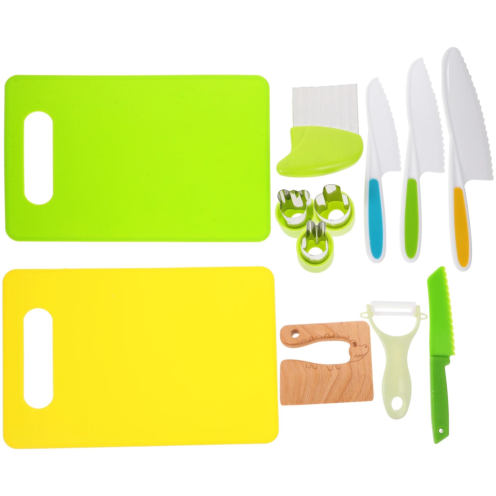 12 Pieces Kids Cooking Toys Set Safe Wooden Knife Colorful Accessories Pretend Play Kitchen Tools Children Intelligence