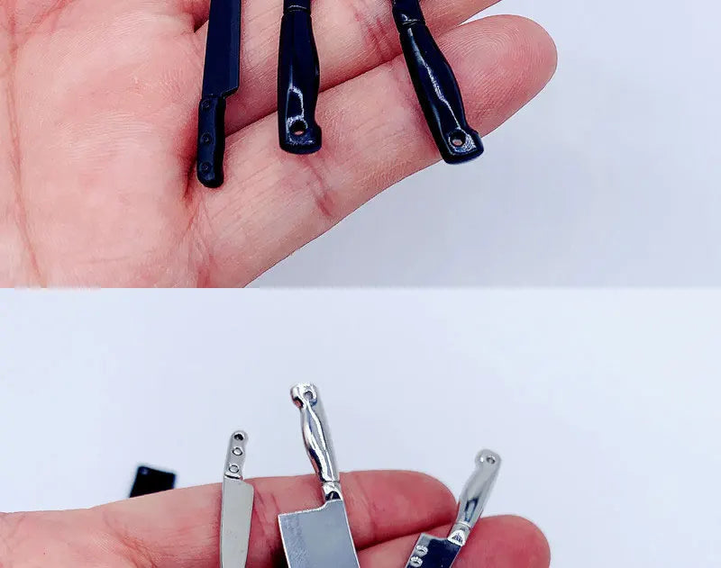 1 Set 1/6 Scale Miniature Knives Dollhouse Kitchen Decoratio Toys Mini Knife Rest Set Model Props For Bjd Ob11 Dolls Accessories