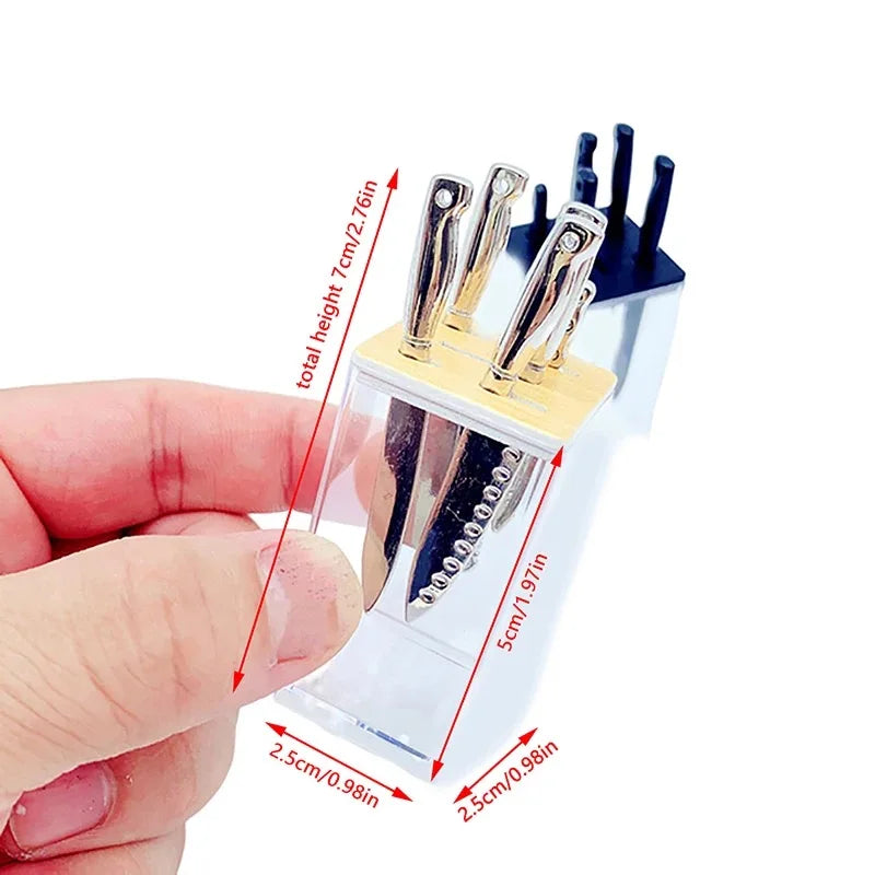 1 Set 1/6 Scale Miniature Knives Dollhouse Kitchen Decoratio Toys Mini Knife Rest Set Model Props For Bjd Ob11 Dolls Accessories