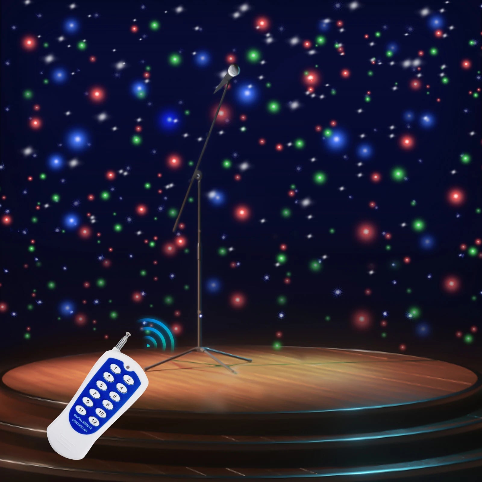 13 * 13ft RGBW LED Stage Backdrop, Velvet Star Curtain Drape Background Decor with DMX Control Voice Activated for Wedding Party